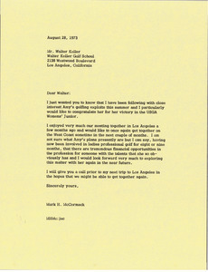 Letter from Mark H. McCormack to Walter Keller