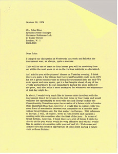 Letter from Mark H. McCormack to John King