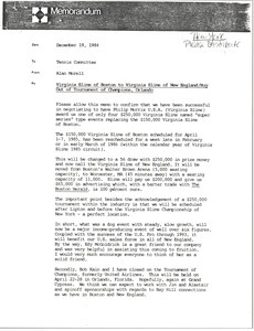 Memorandum from Alan Morell to tennis committee