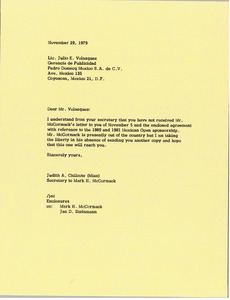 Letter from Judith A. Chilcote to Julio E. Velazquez