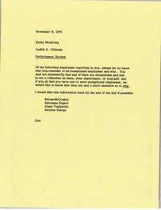 Memorandum from Judith A. Chilcote to Kathy Moehring