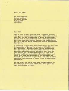 Letter from Mark H. McCormack to Rick Granger