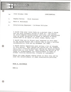 Memorandum from Mark H. McCormack to Hughes Norton and Rick Isaacson