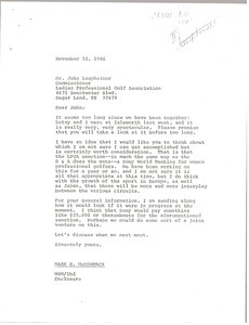 Letter from Mark H. McCormack to John Laupheimer