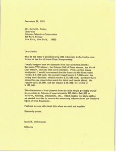 Letter from Mark H. McCormack to David R. Foster