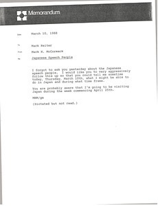 Memorandum from Mark H. McCormack to Mark Reiter