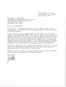 Letter from Jim McIver to Mark H. McCormack
