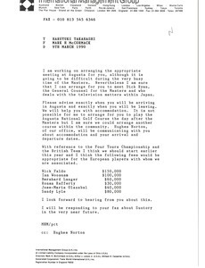Fax from Mark H. McCormack to Haruyuki Takahashi