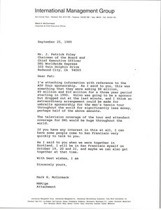 Letter from Mark H. McCormack to J. Patrick Foley