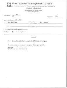 Fax from Mark H. McCormack to Tak Masaoka