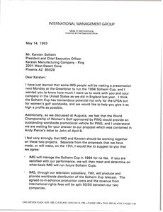 Letter from Mark H. McCormack to Karsten Solheim