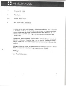 Memorandum from Mark H. McCormack to Peter Kuhn