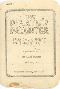 Program for a comedy production performed by the students of New Salem Academy
