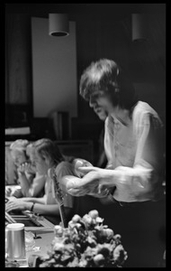 Graham Nash shaking maracas in Wally Heider Studio 3 while producing the first Crosby, Stills, and Nash album, Bill Halverson (sound engineer) at the mixing board in the background