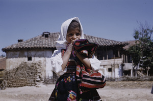 Shy little peasant girl in Dračevo