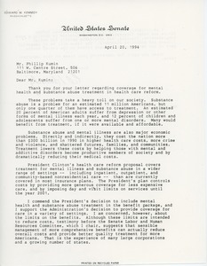 Letter from Edward M. Kennedy to Philip A. Kumin