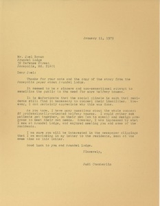 Letter from Judi Chamberlin to Joel Braun