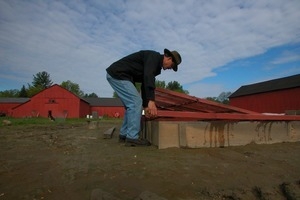 Lazy Acres Farm (Zuchowski Farm): Allan Zuchowski tending to cold frames