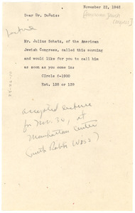 Note from NAACP staff to W. E. B. Du Bois