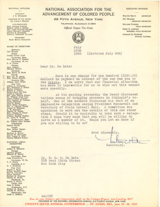 Letter from National Association for the Advancement of Colored People to W. E. B. Du Bois