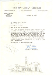 Letter from Stephen H. Frichtman to W. E. B. Du Bois