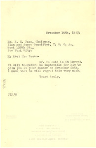Letter from Jessie Fauset to Harry H. Pace