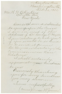 Letter from Grace W. Joiner to W. E. B. Du Bois
