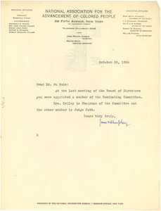 Letter from James Weldon Johnson to W. E. B. Du Bois
