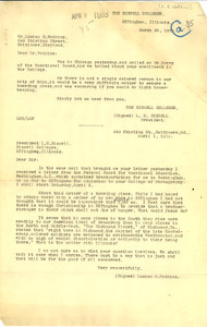 Letter From Lucian B. Watkins To Bissell Colleges - Digital Commonwealth