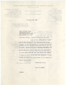 Letter from Hugh H. Smythe to NAACP Mamaroneck Branch