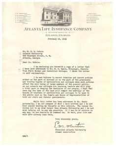 Letter from E. M. Martin to W. E. B. Du Bois