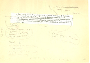 Du Bois's entry in the Academy of Sciences, Berlin yearbook