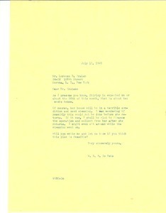 Letter from W. E. B. Du Bois to Lorenz B. Graham