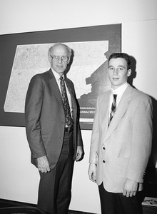 Congressman John W. Olver (left) with unidentified visitor