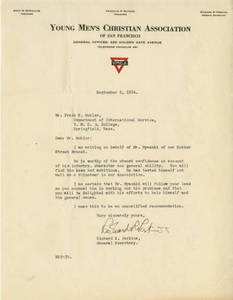 Richard R. Perkins letter of recommendation for Tadakatsu Miyazaki, Sept. 5, 1924