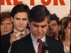 Ten O'Clock News; Press Conference of Michael Dukakis Announcing His Presidential Campaign
