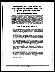 Platform of the 1993 March on Washington for Lesbian, Gay, and Bi Equal Rights and Liberation