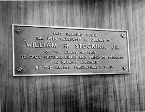 Stocking reading room plaque in Stetson Library