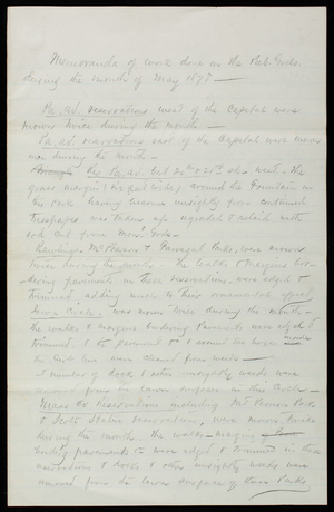 Memorandum of work done on the Pub. Grds during the month of May 1878