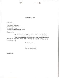 Letter from Mark H. McCormack to Harry J. McIntyre