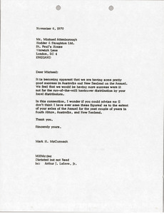 Letter from Mark H. McCormack to Michael Attenborough