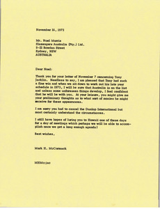 Letter from Mark H. McCormack to Noel Morris