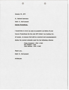 Memorandum from Mark H. McCormack to H. Richard Isaacson