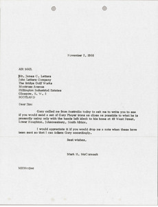 Letter from Mark H. McCormack to James C. Letters