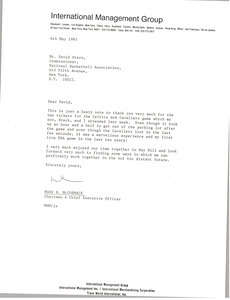 Letter from Mark H. McCormack to David Stern