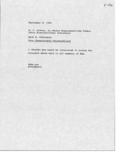 Memorandum from Mark H. McCormack to A. J. Lafave, Brian Roggenburk, John Webber, Jules Rosenthal and Saul Schoenberg