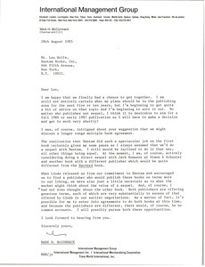 Letter from Mark H. McCormack to Lou Wolfe