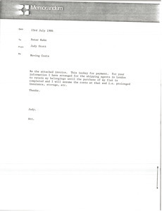 Memorandum from Judy Stott to Peter Kuhn