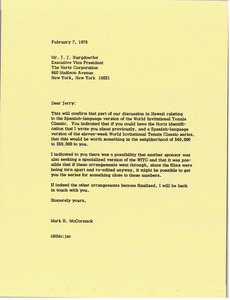 Letter from Mark H. McCormack to Jerry J. Burgdoerfer