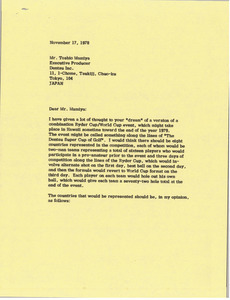 Letter from Mark H. McCormack to Toshio Mamiya